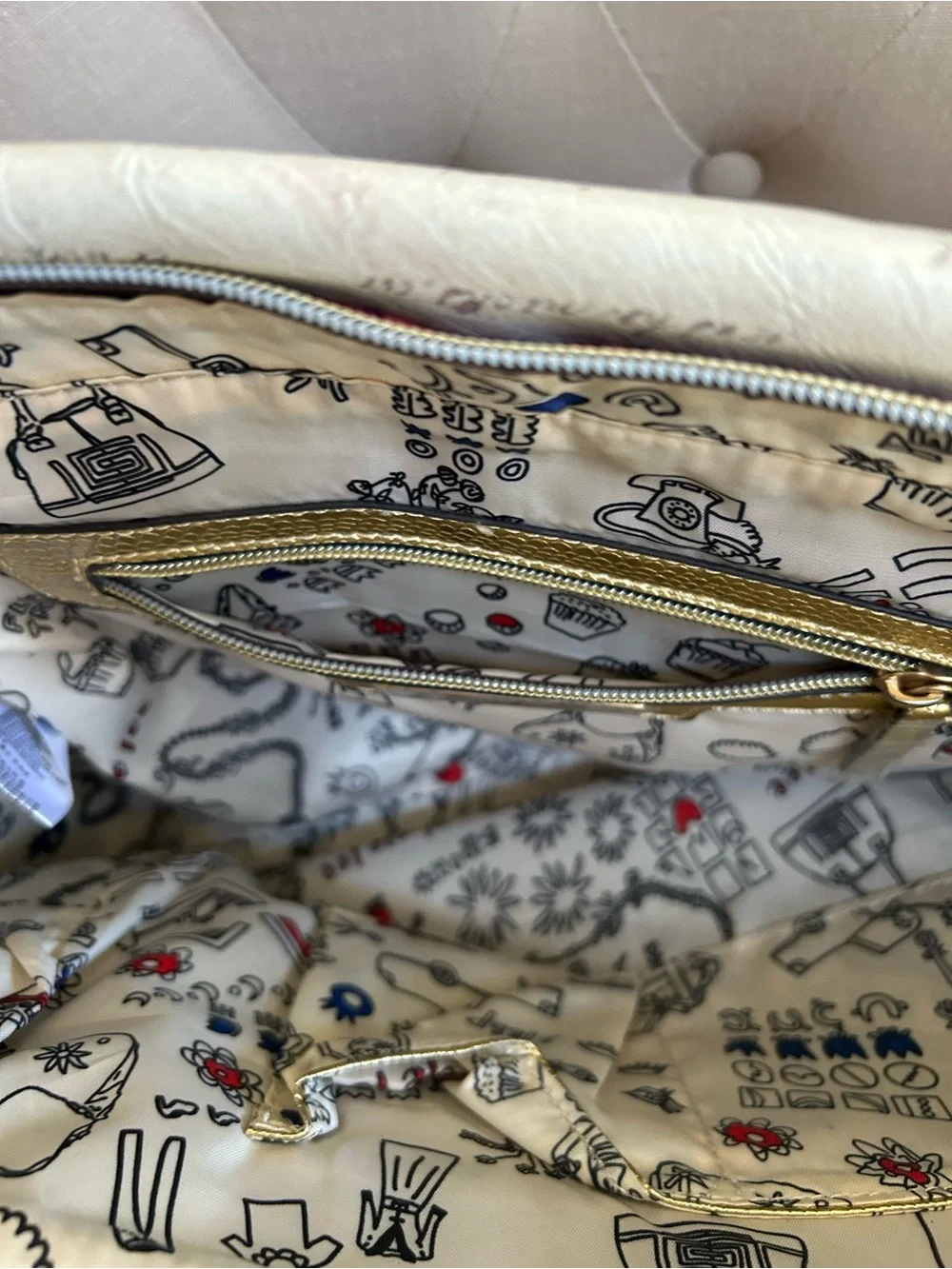 Nicole Lee Multicolor Printed Satchel with Brown Handles